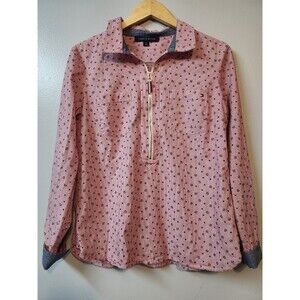 Tommy Hilfiger Half Zip Long Sleeve Anchor Design Mens Shirt  M